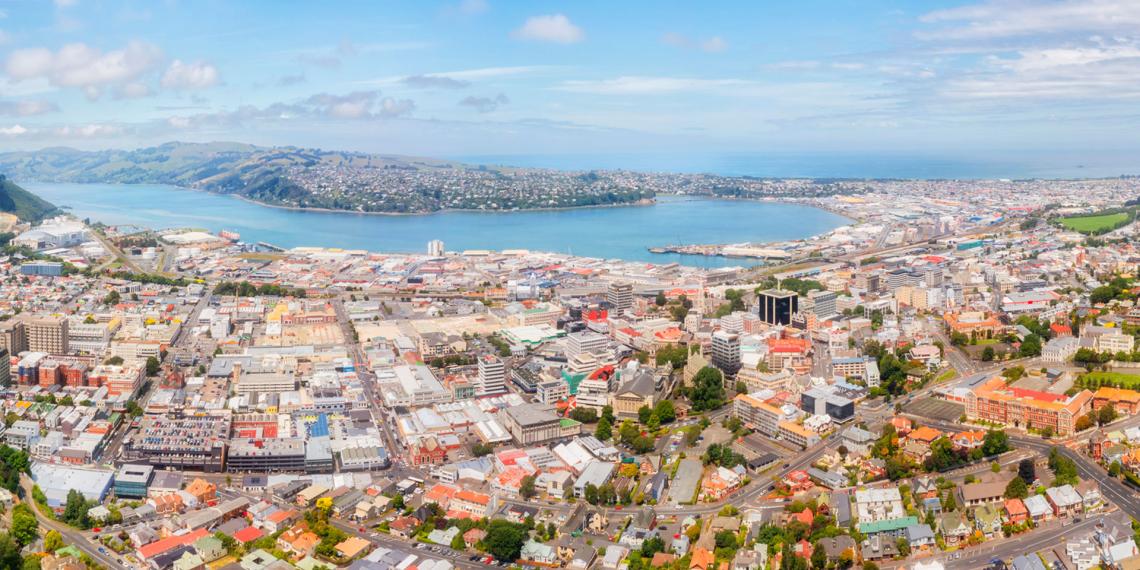 An aerial view of Dunedin city