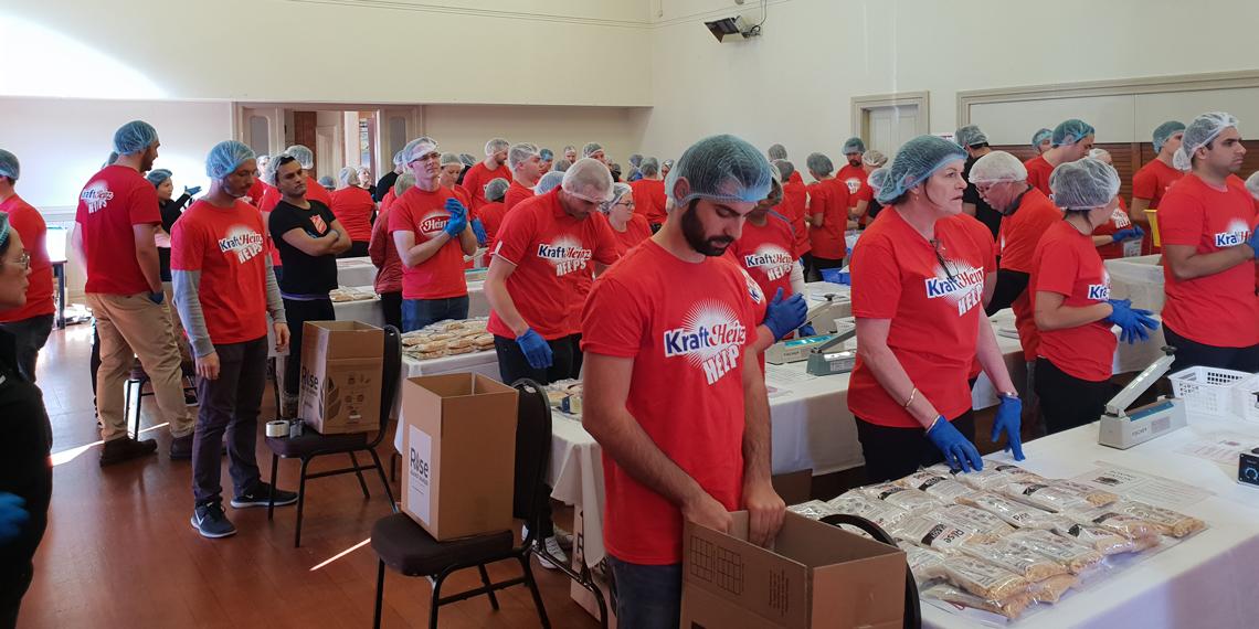 THe Kraft Heinz and Salvation Army packing team